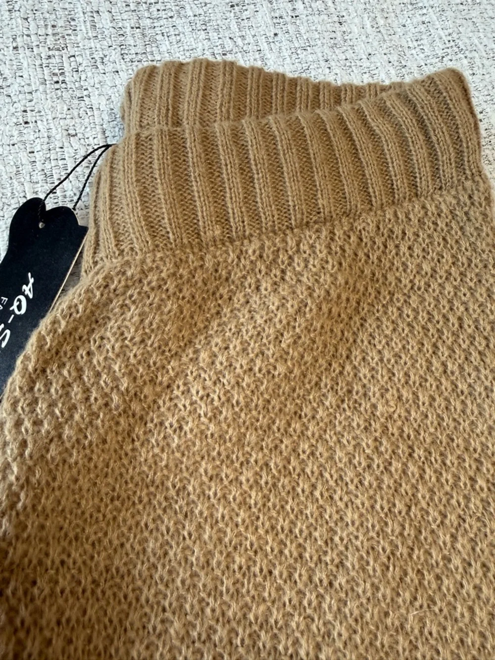 L , XL Cozy Knit Sweater Pants in Camel Tan - Picture 3 of 5